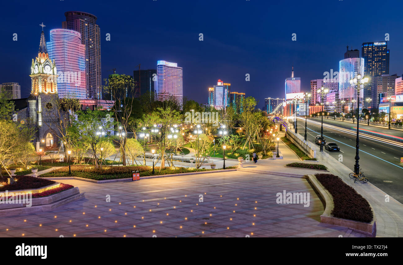 Landschaft von Sanjiangkou, Ningbo Stockfoto