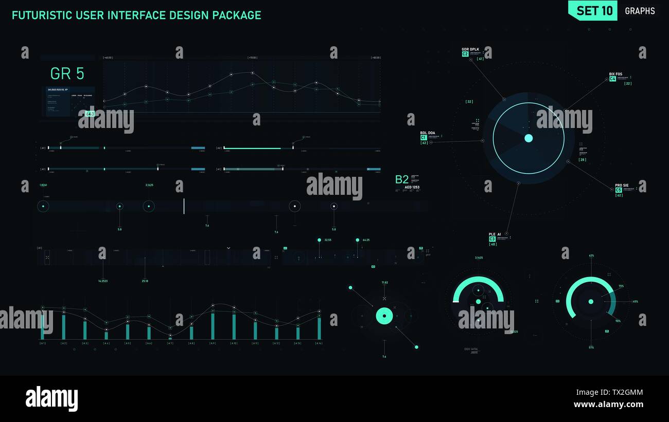 Futuristische user interface design Element Text Box und Bar für Cyber und Technologie Konzept gegen die dunklen Hintergrund, Seitenverhältnis 16:9, Vektor il Stock Vektor