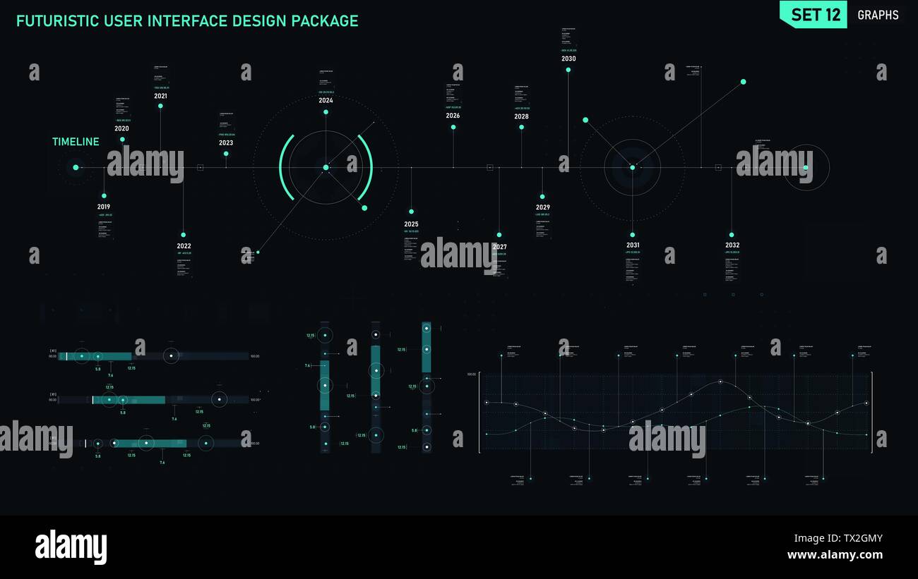 Futuristische user interface design Element Text Box und Bar für Cyber und Technologie Konzept gegen die dunklen Hintergrund, Seitenverhältnis 16:9, Vektor il Stock Vektor