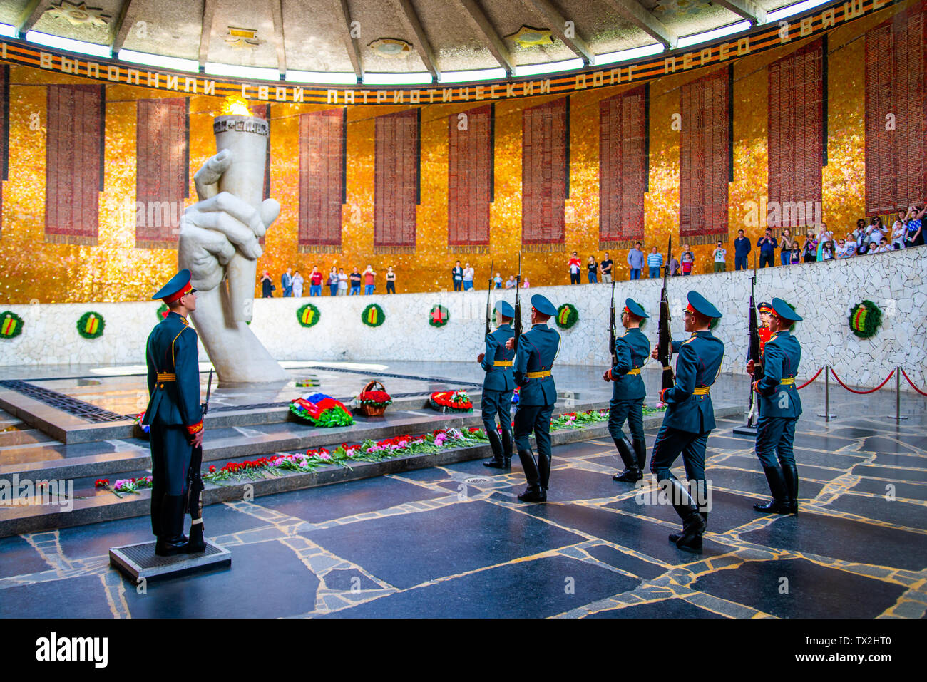 Wolgograd, Russland - 26. MAI 2019: Schutz der Ehre und ewige Flamme in Wolgograd. Stockfoto