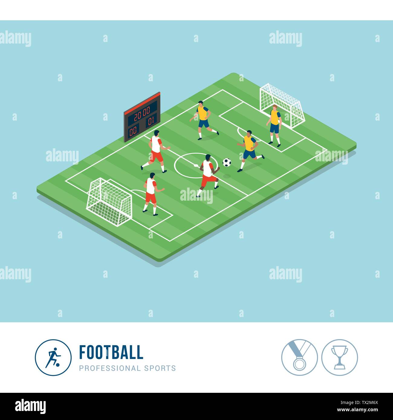 Professionelle Sport Wettbewerb: Fußball, Fußball Mannschaften spielen zusammen in einer Meisterschaft Stock Vektor