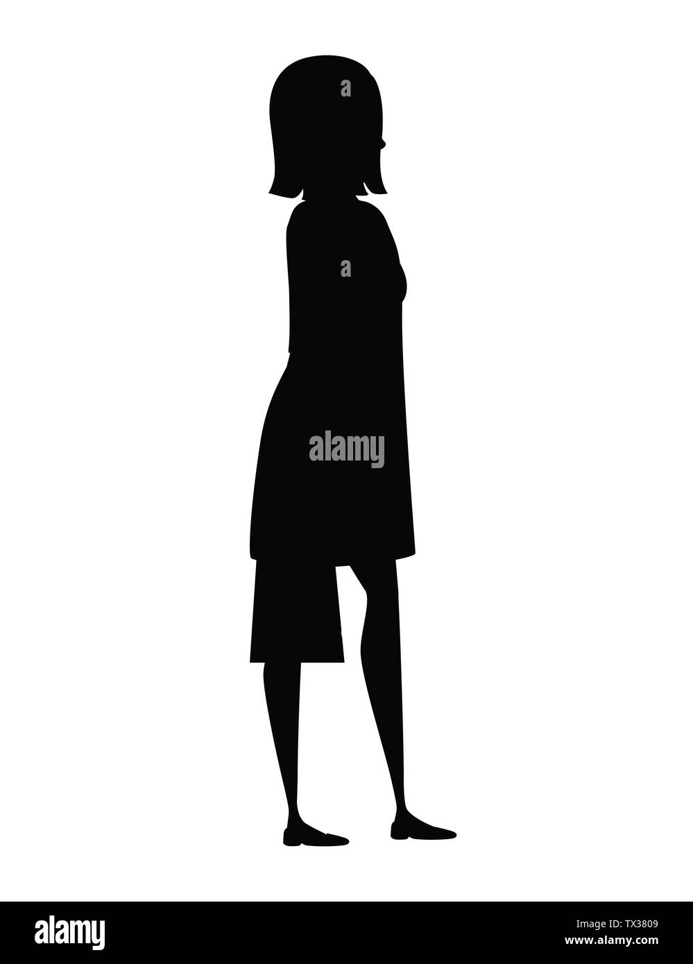 Schwarze Silhouetten schwangere Frau mit Papier Shopping Bag Cartoon Character Design flachbild Vector Illustration Stock Vektor