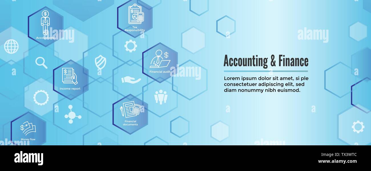 Buchhalter/Accounting Icon Set und Web Header Banner Stock Vektor