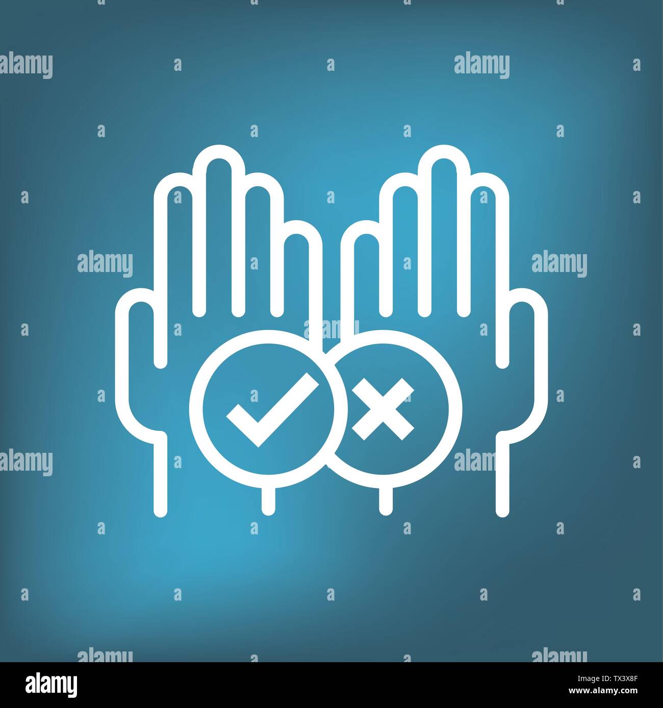 Positive und Negative, True oder False Bilder oder Plus und Minus Stock Vektor