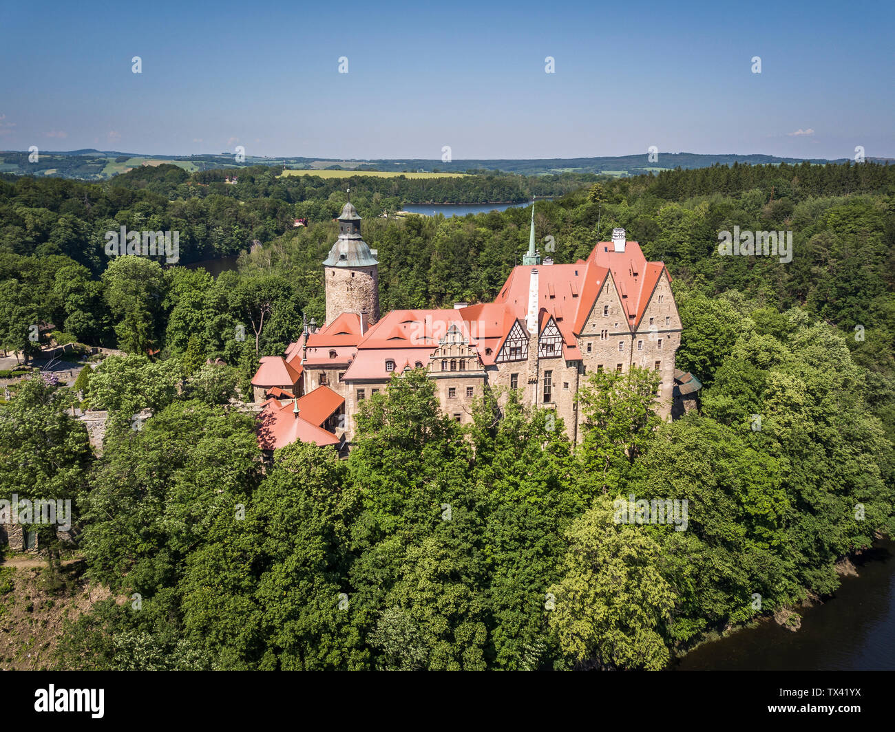 Czocha schloss im Sommer Stockfoto