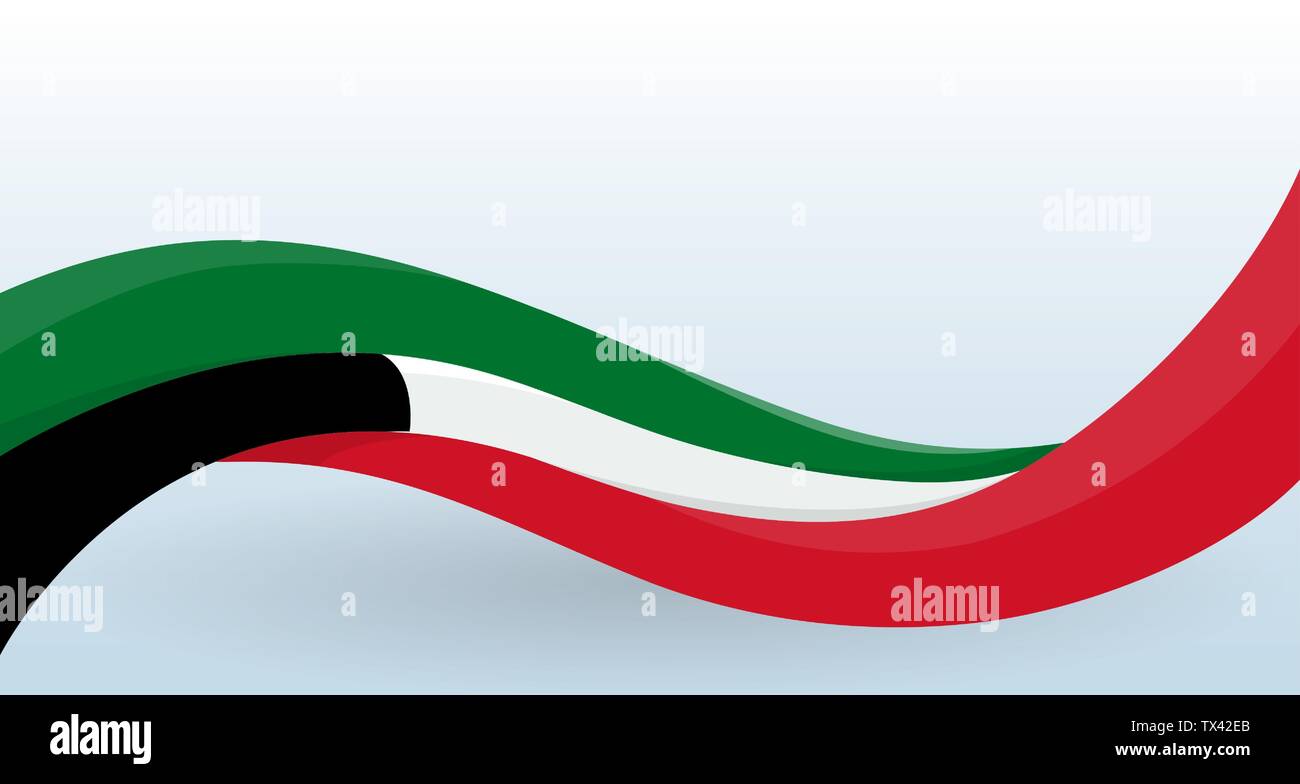 Kuwait winken Nationalflagge. Moderne ungewöhnliche Form. Design Template für die Dekoration von Flyer und Visitenkarten, Poster, Banner und Logo. Isolierte Vektor Stock Vektor