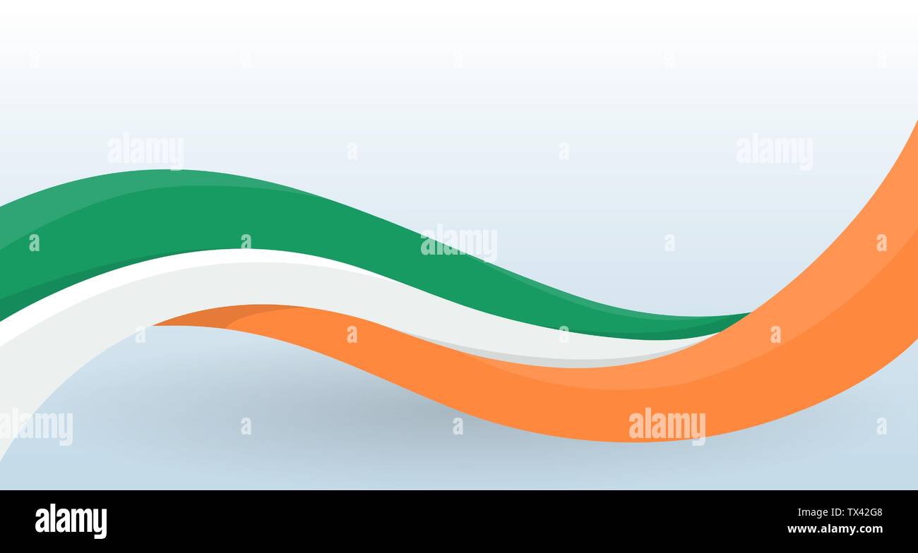 Irland winken Nationalflagge. Moderne ungewöhnliche Form. Design Template für die Dekoration von Flyer und Visitenkarten, Poster, Banner und Logo. Isolierte Vektor Stock Vektor