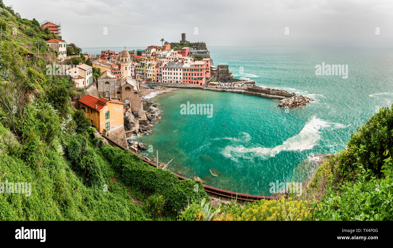 Vernazza, Cinque Terre, Ligurische Riviera, in der Provinz La Spezia, Italien Stockfoto