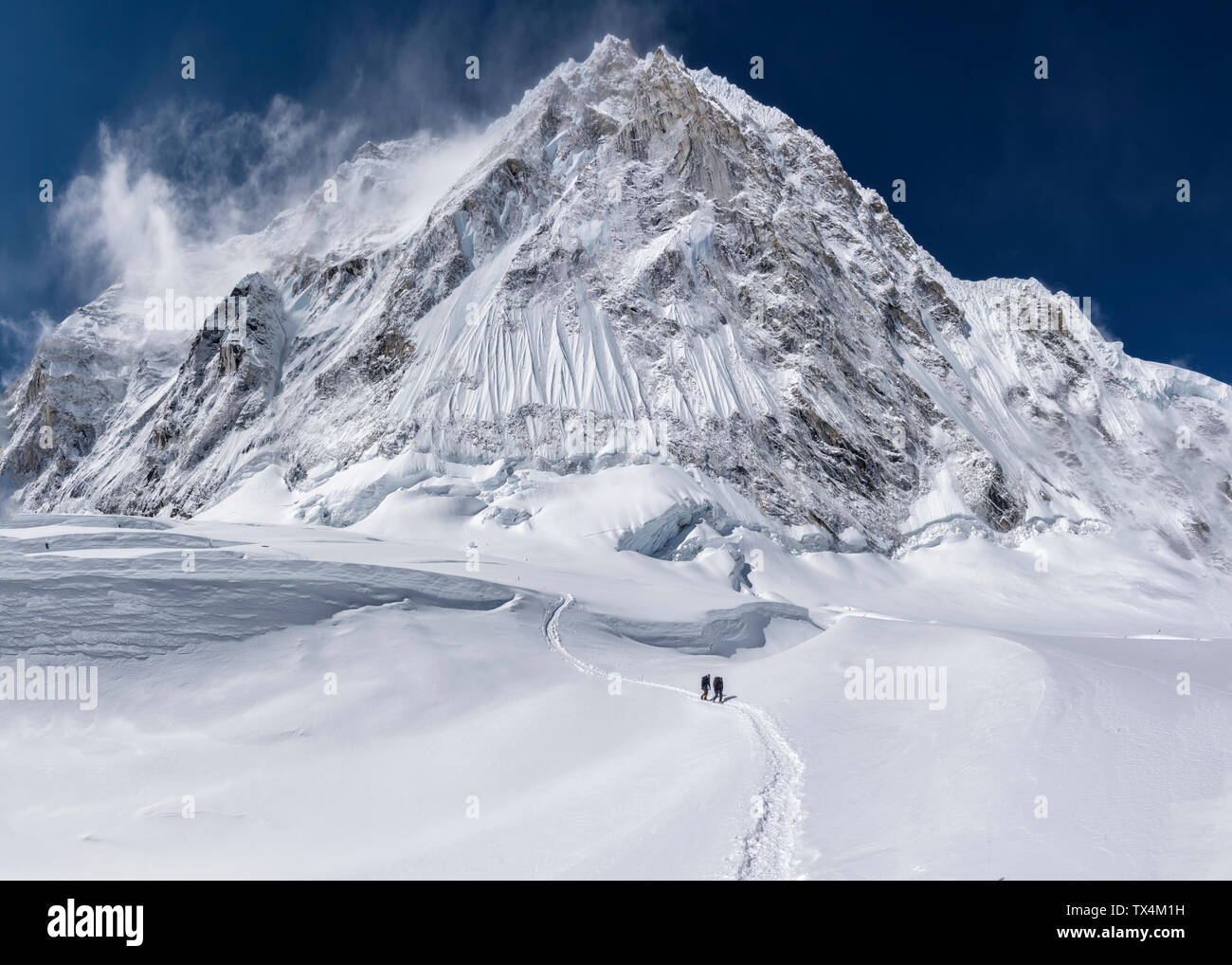 Nepal, Solo Khumbu, Everest, Bergsteiger an der Western Cwm Stockfoto
