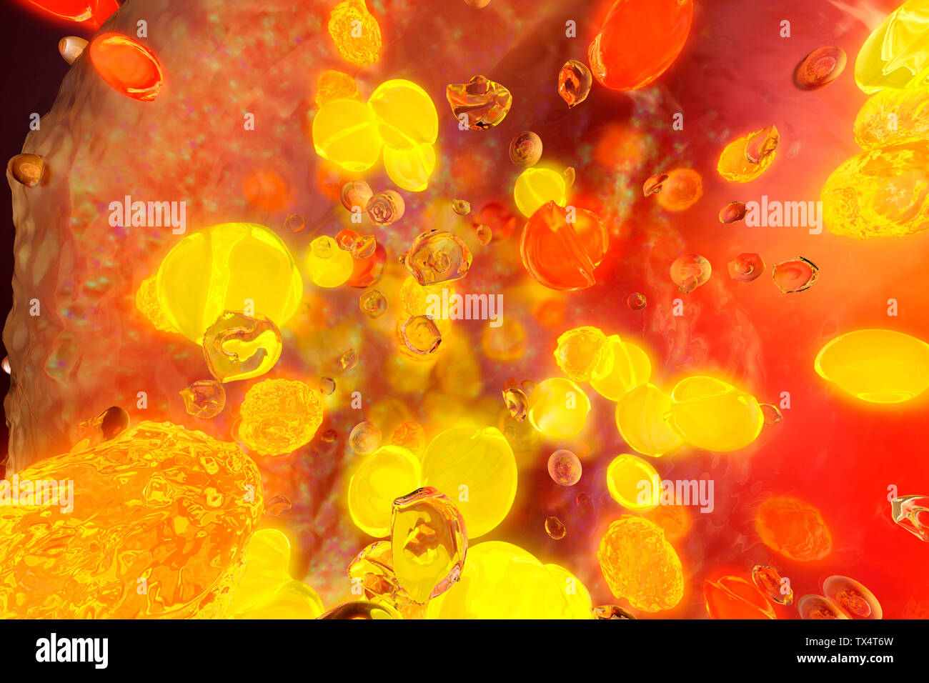 Gerenderten 3D-Illustration, Visualisierung der synaptischen Spalt zwischen neuronalen Zellen mit neurotransmittern austauschen Stockfoto