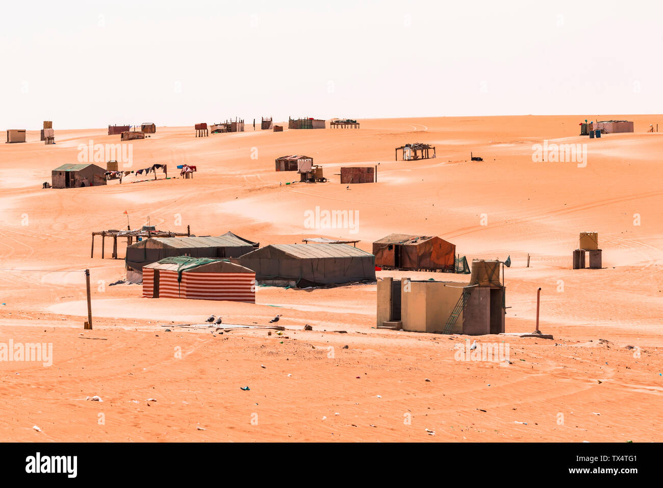Beduinenzelt Camp in der Wüste Wahiba Sands, Oman Stockfoto