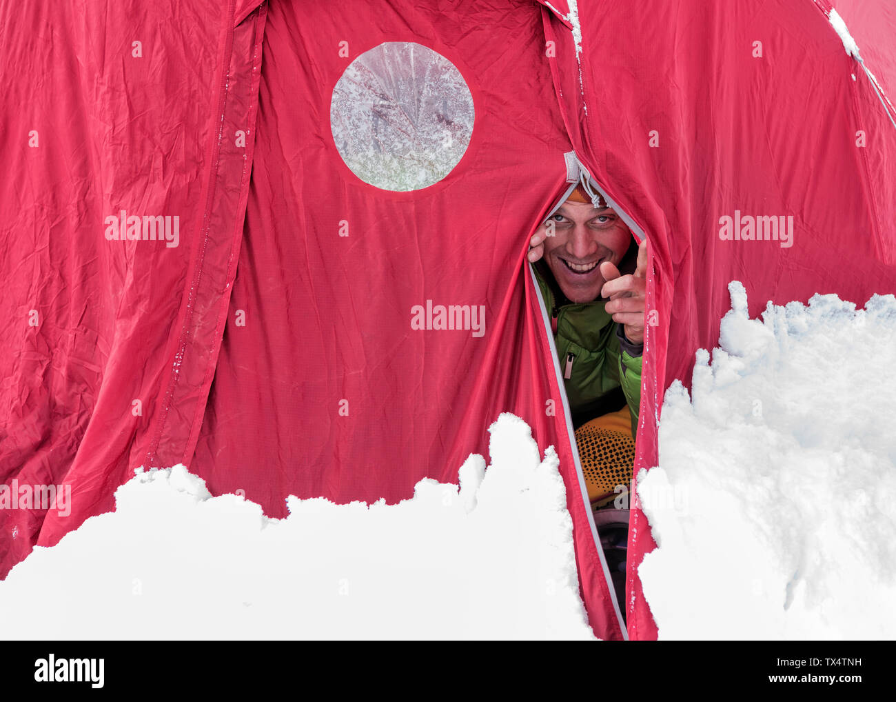 Nepal, Solo Khumbu, Bergsteiger im Zelt am Everest Base Camp Stockfoto