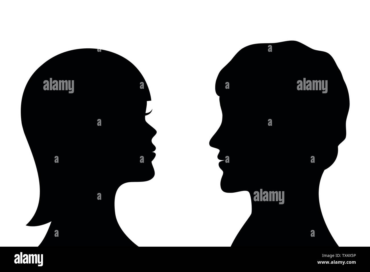 Frau und Mann silhouette Seite Profil Vector EPS Abbildung 10 Stock Vektor