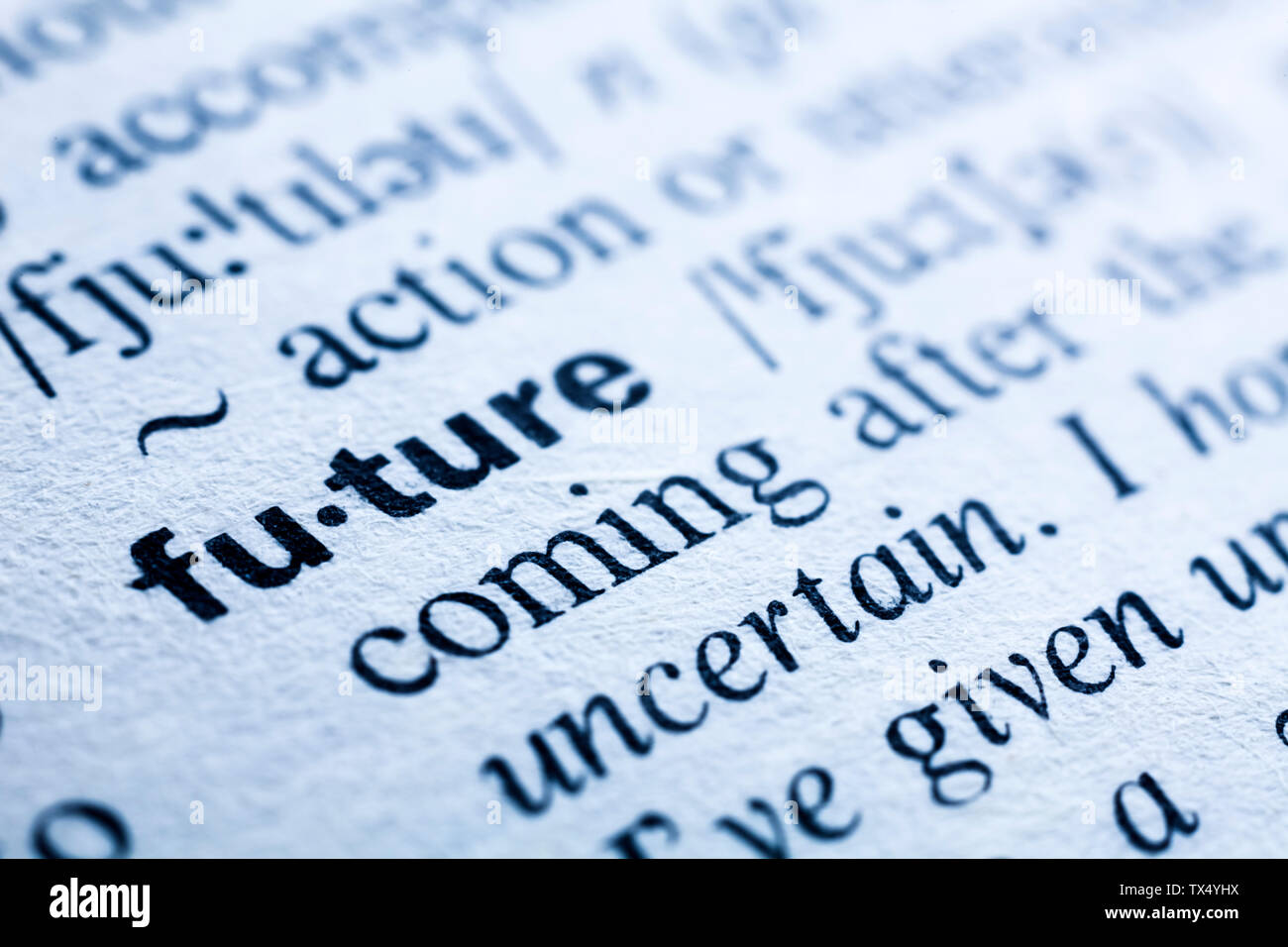 Stichwort in einem Wörterbuch, Zukunft Stockfoto
