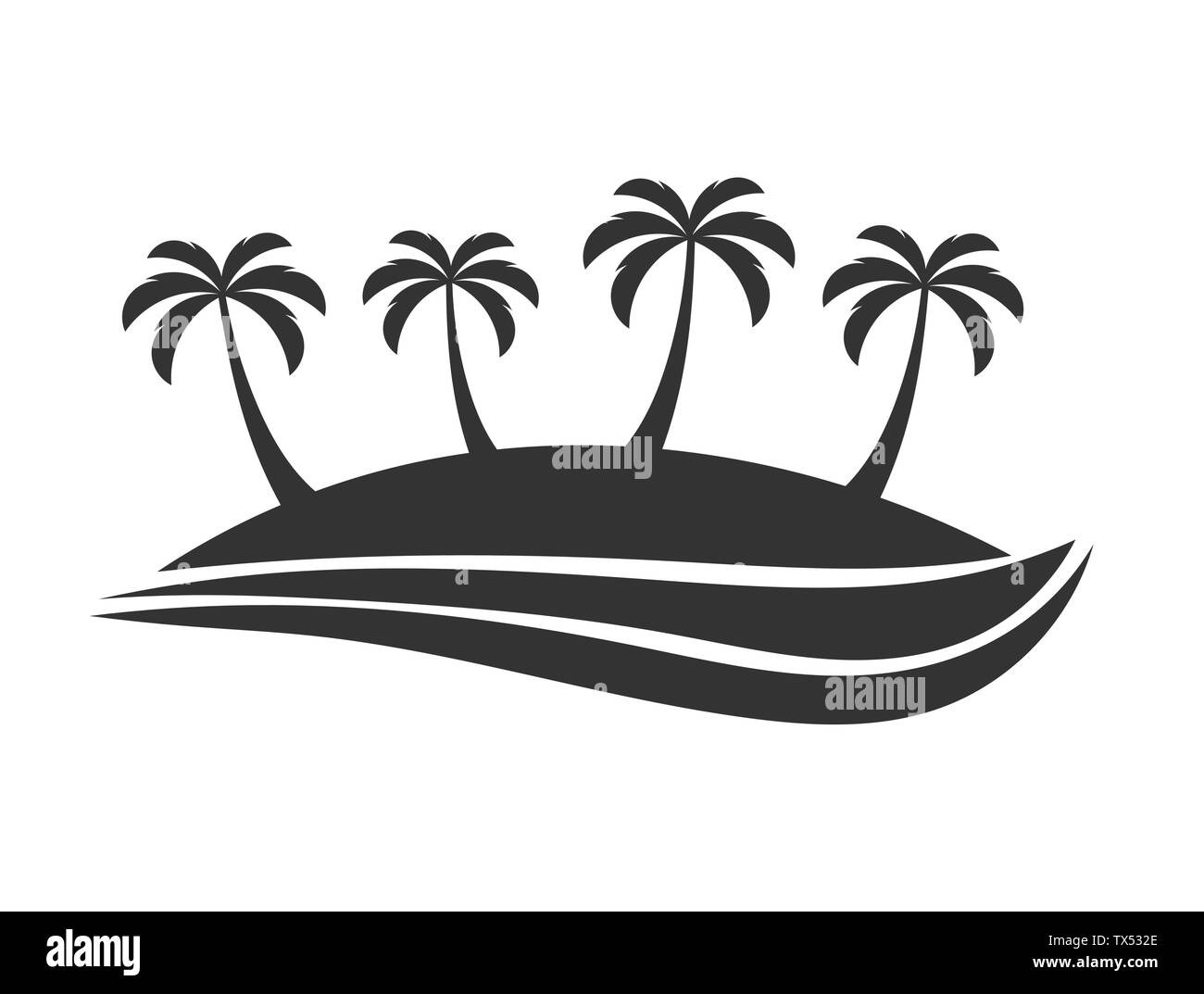 Palmen auf der Insel, Ferienhäuser reisen Symbol. Vector Illustration Stock Vektor