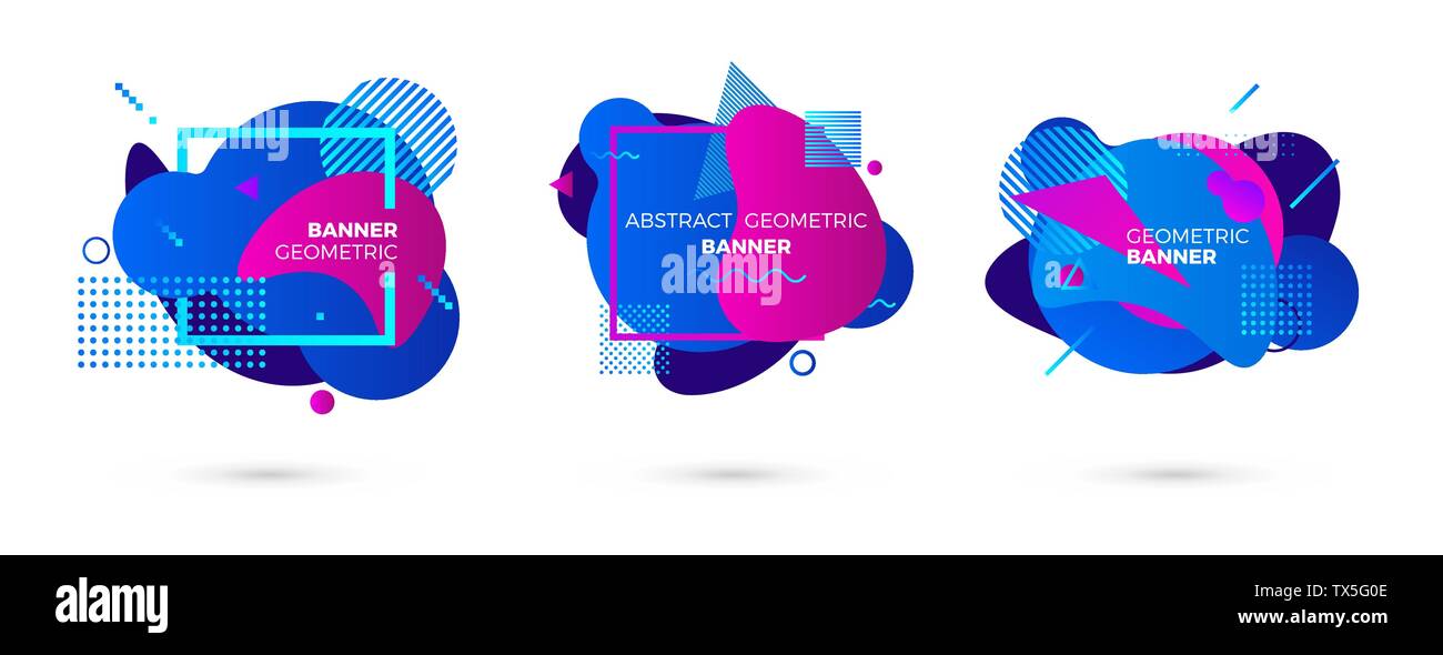 Kreative geometrische banner Vorlage. Bunte blau und lila Formen. Modert grafische Elemente. Vector Illustration Stock Vektor