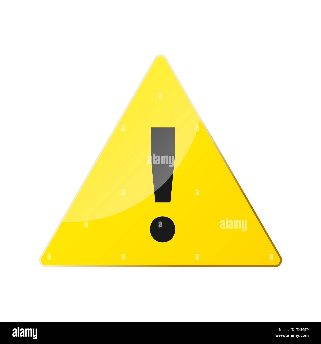 Aufmerksamkeit Piktogramm. Gelbes Dreieck mit Ausrufezeichen. Warnsymbol. Vector Illustration auf weißem Hintergrund Stock Vektor