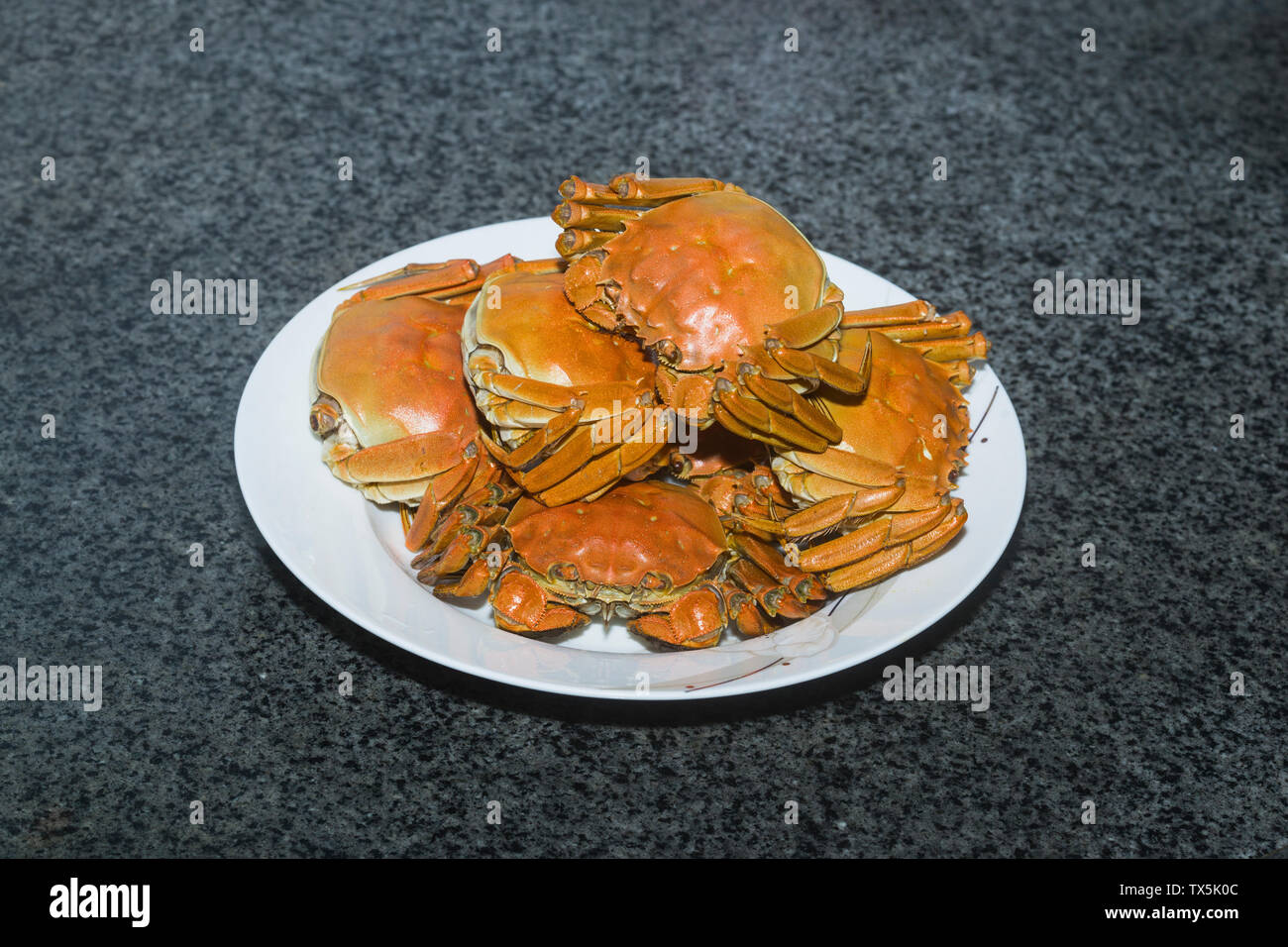 Gedünsteter behaarte Krabben, gedämpfte Krabben Stockfoto