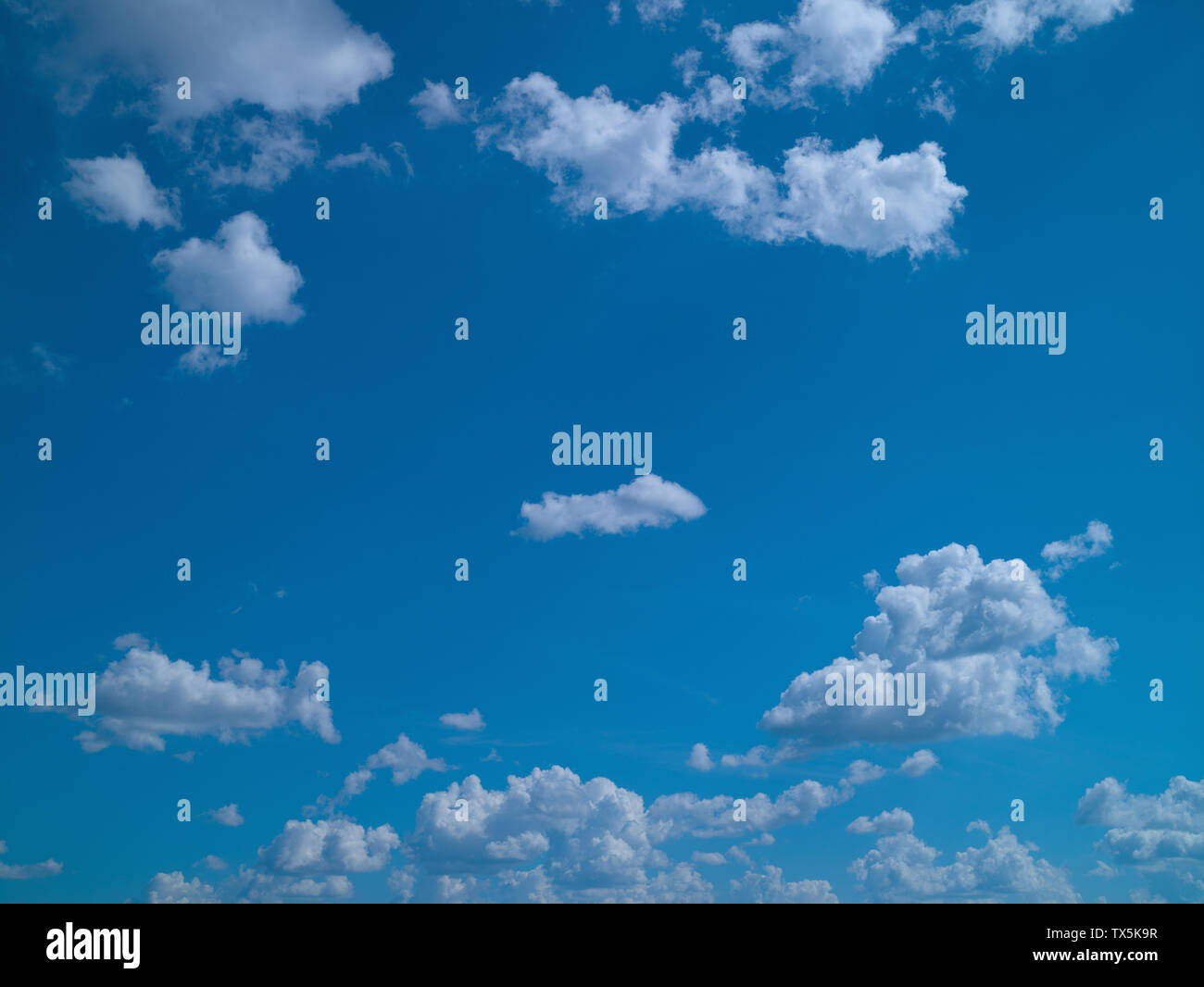 Blauer Himmel mit weißen Wolken cumulus, sonnigen Tag, Sommer Stockfoto