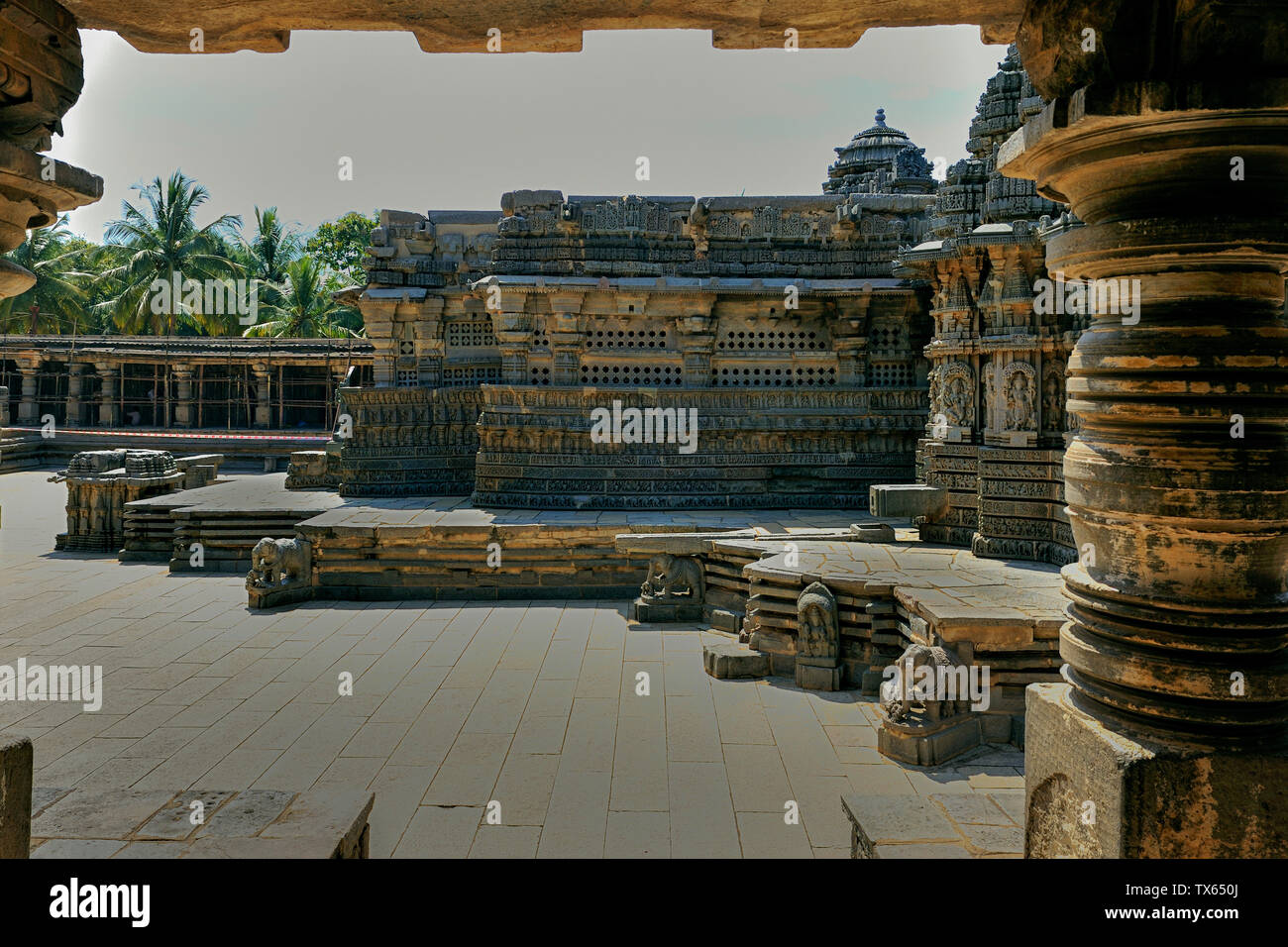 31 Okt 2009 Stein gemeißelt-1268 AD Hoysala Tempel am Architecture-Kesava Somnathpur Dorf 45 km von Mysore Karnataka, Indien Stockfoto