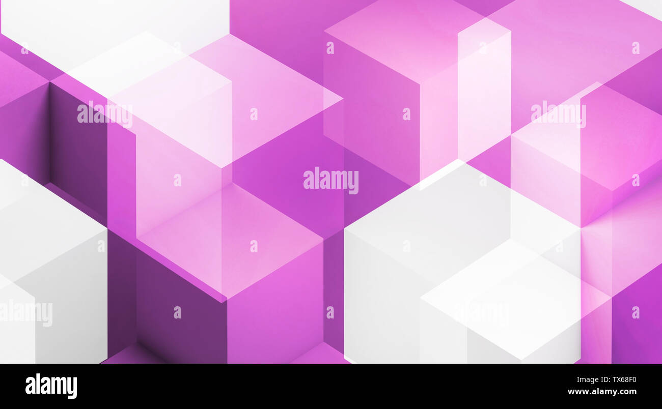 Abstrakte purple Digital Graphic Hintergrund mit Würfel Muster. Multi Exposure Effekt, 3D-Rendering illustration Stockfoto