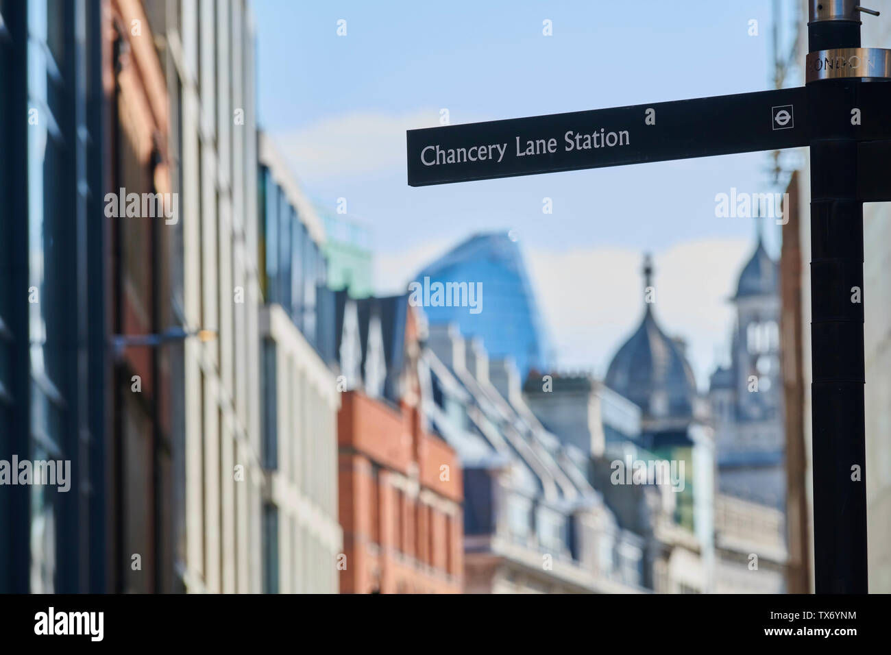 Chancery Lane Station London Wegweiser Stockfoto