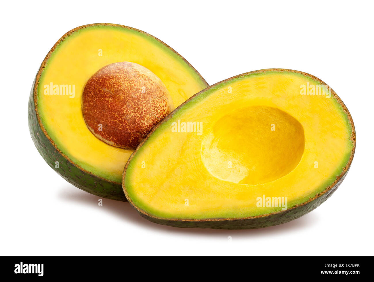 In Scheiben geschnitten avozilla avocado Pfad isoliert auf weißem Stockfoto