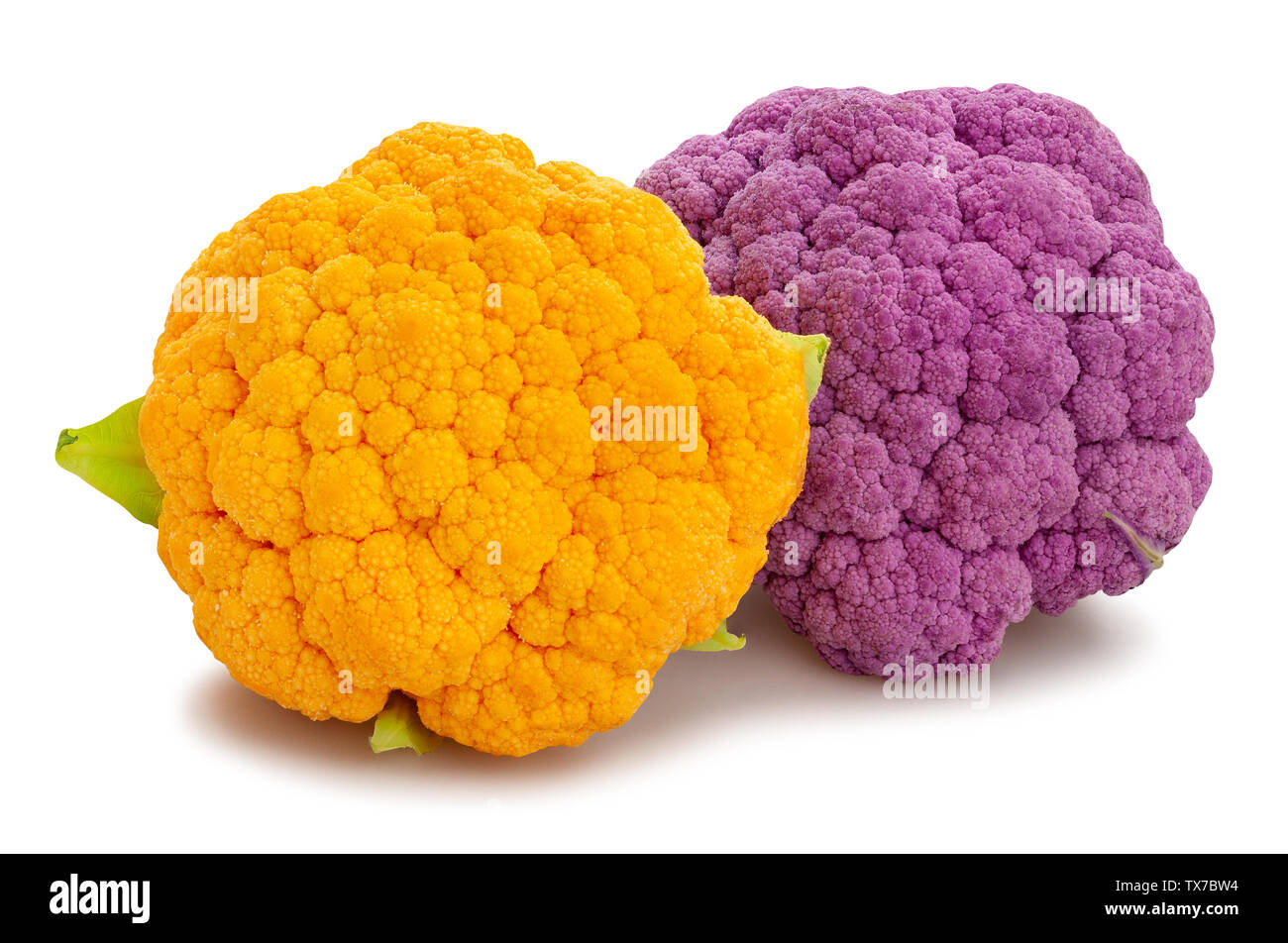 Farbigen Blumenkohl Pfad isoliert auf weißem Stockfoto