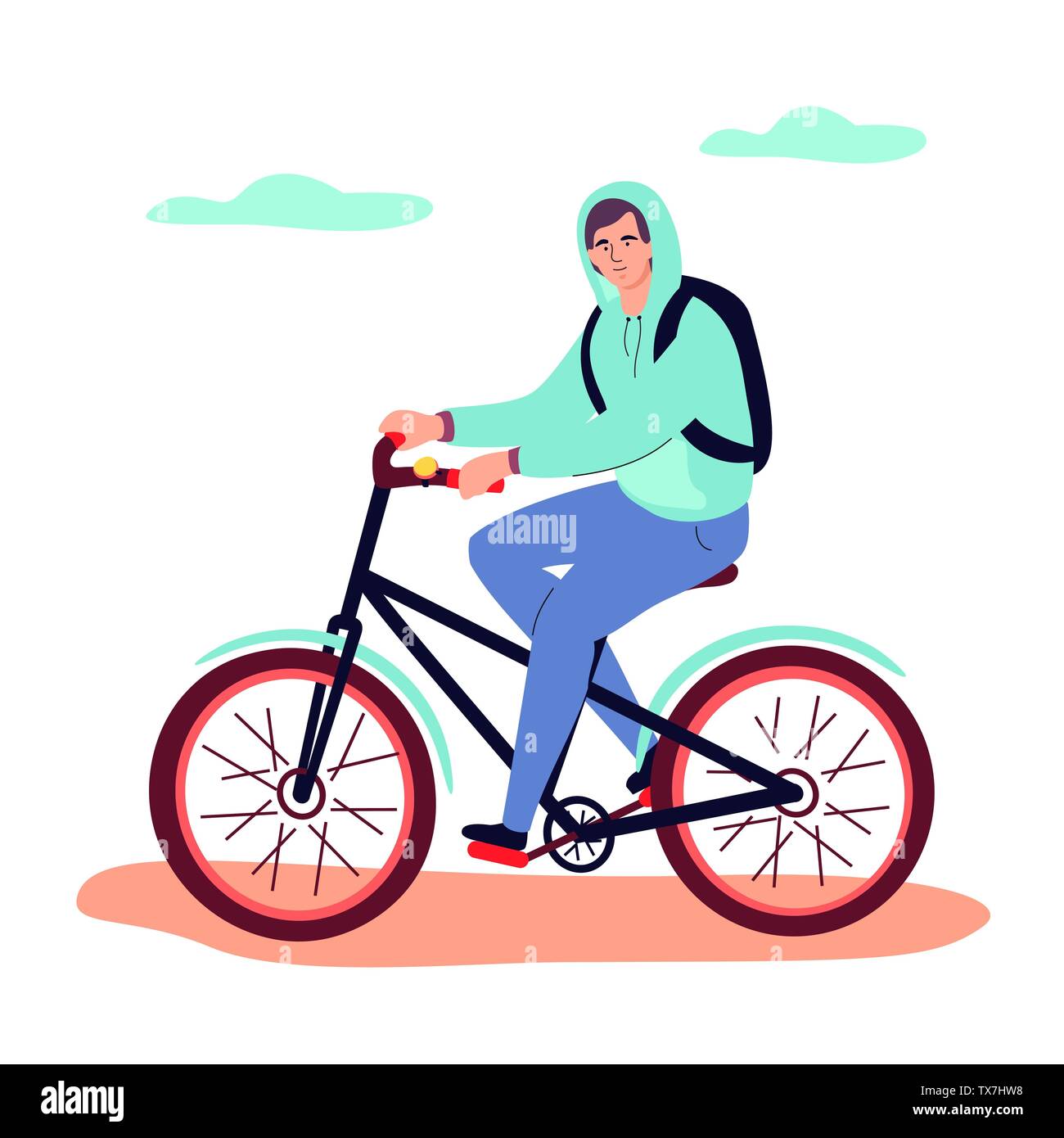 Junge Radfahren - flaches design Stil bunte Illustration Stock Vektor