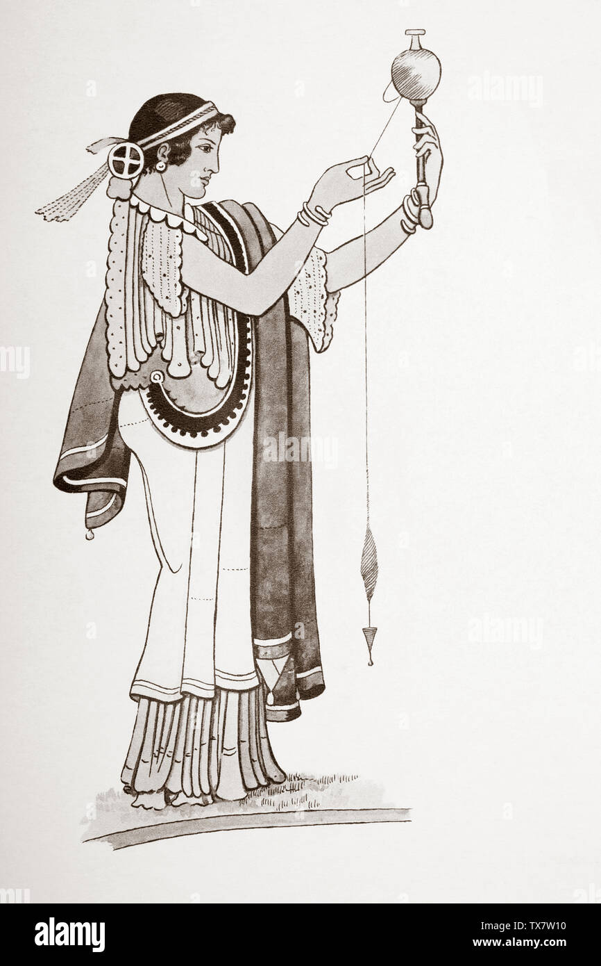 Die Spinnerei im alten Griechenland. Von einem zeitgenössischen print c 1935. Stockfoto