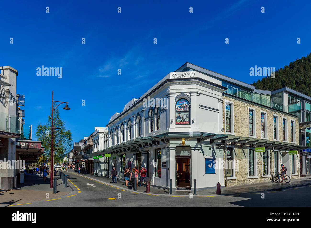 QUEENSTOWN, Neuseeland - Oktober 10, 2018: Blick auf die Stadt. Kopieren Sie Platz für Text. Stockfoto