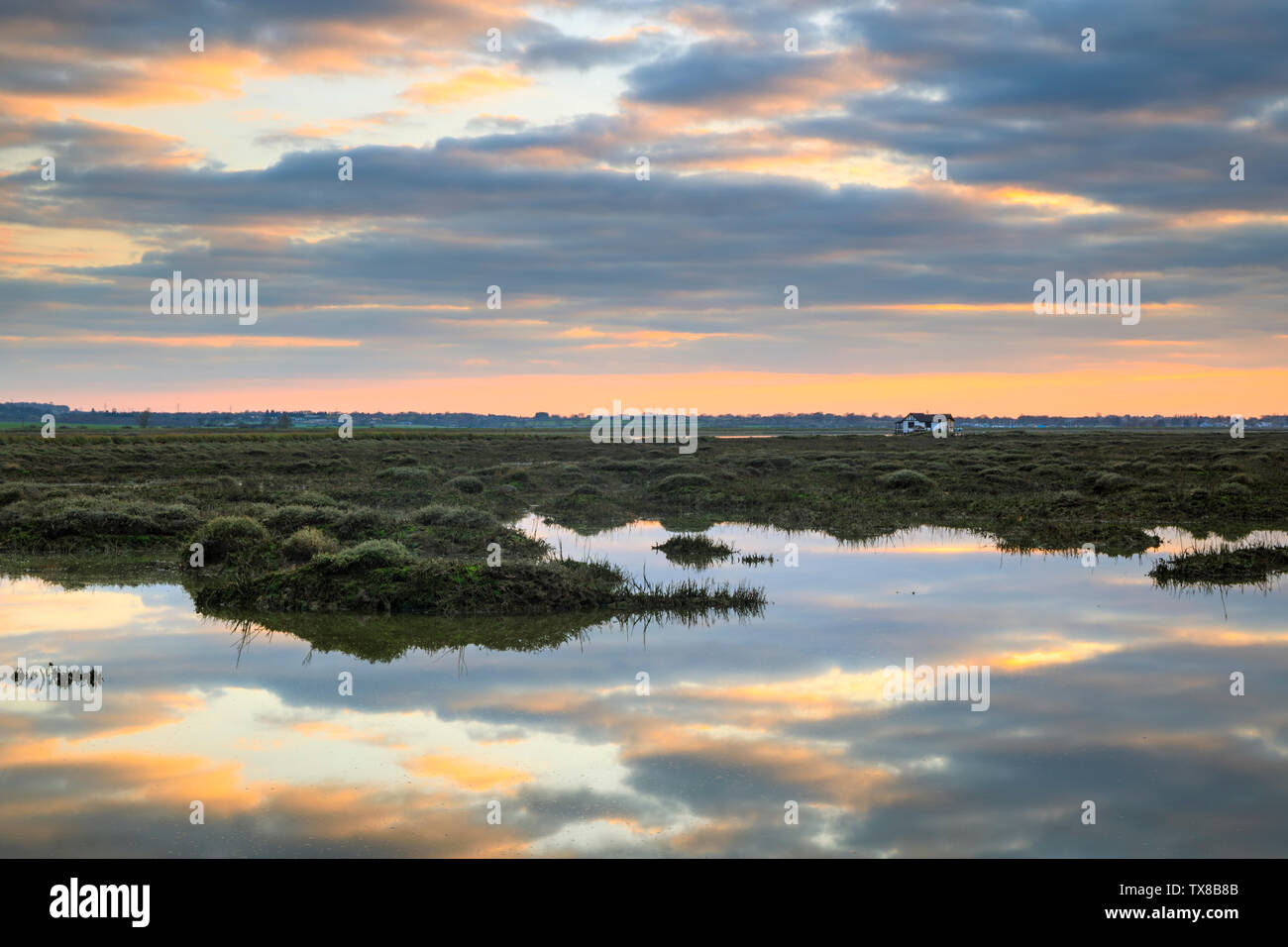 Sonnenuntergang an der North Fambridge in Essex Stockfoto