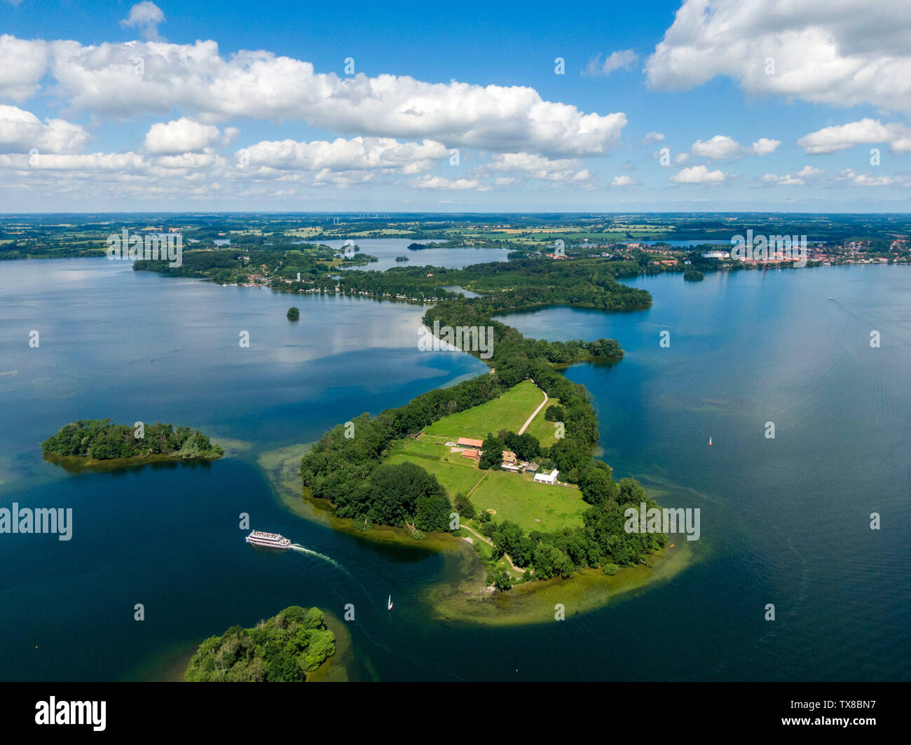 Luftbild des Princes Insel oder Prinzeninsel in der Nähe der Stadt Plön Stockfoto