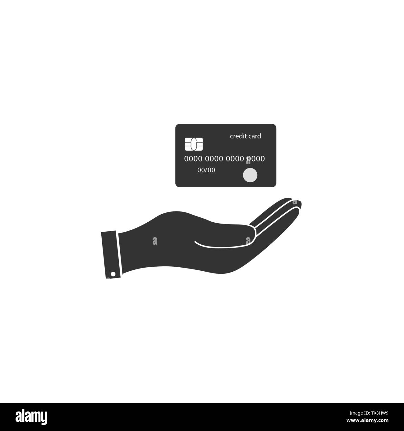 Kreditkarte, hand Symbol. Vector Illustration flach Stock Vektor