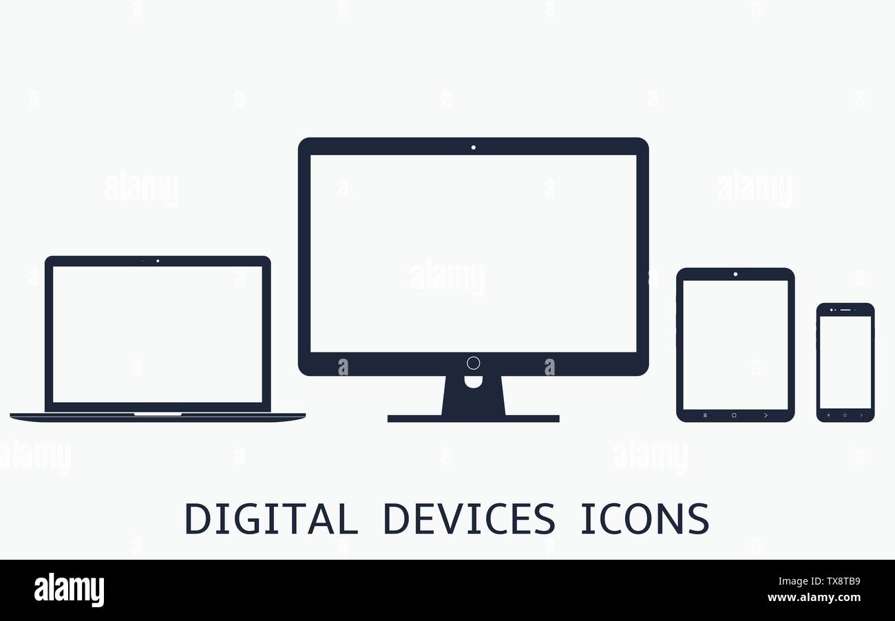 Satz digitaler Geräte Symbole Vector Illustration des Responsive web design Stock Vektor