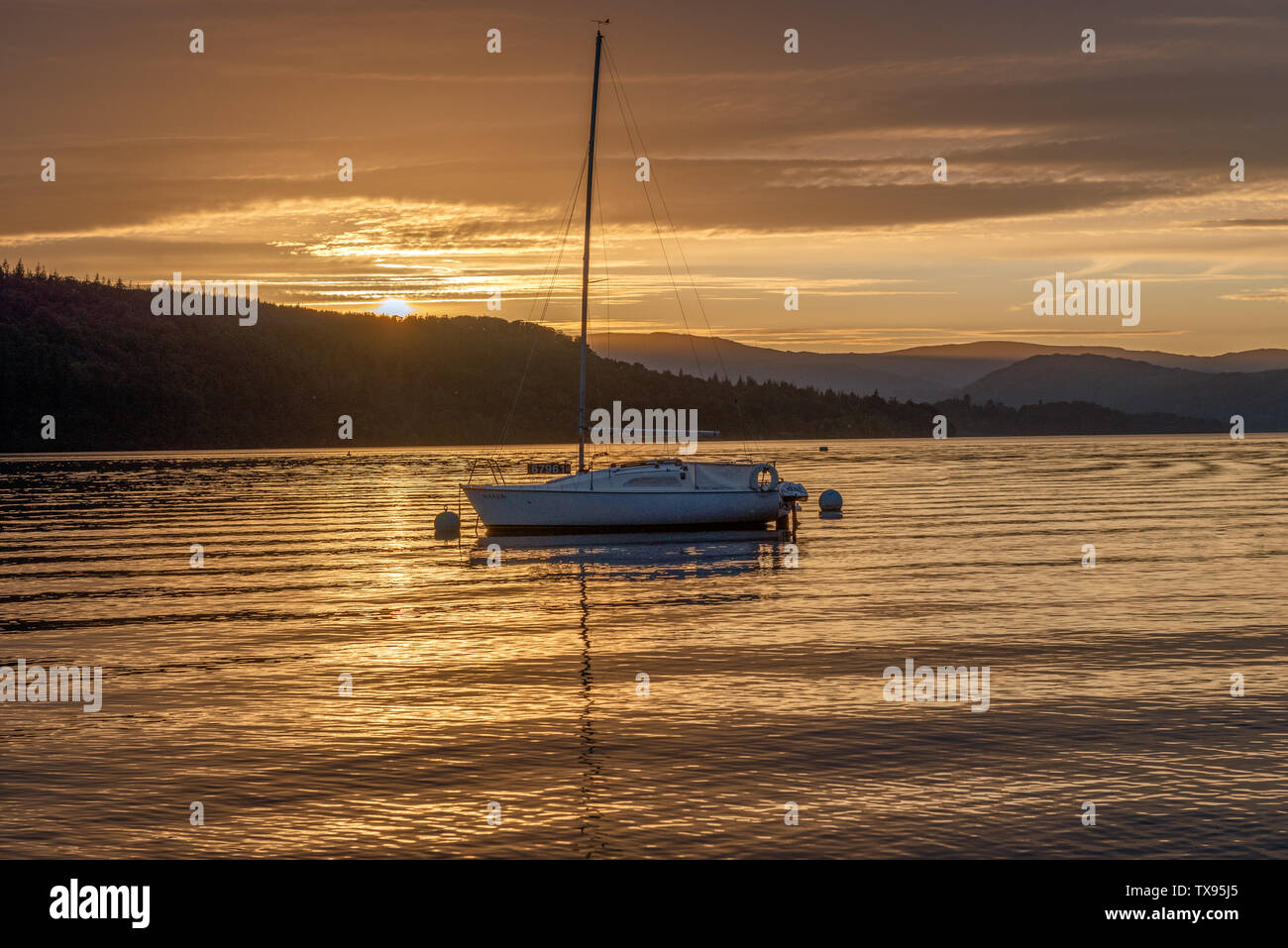 Sonnenuntergang über Windermere Stockfoto