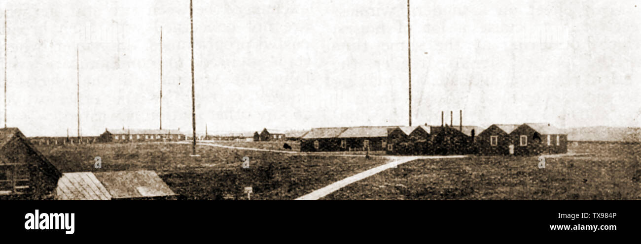 Geschichte der drahtlosen und Radio Kommunikation - die Marconi Wireless Station in Poldhu in 1921 - Designer wurde Professor John Ambrose Fleming, Stockfoto