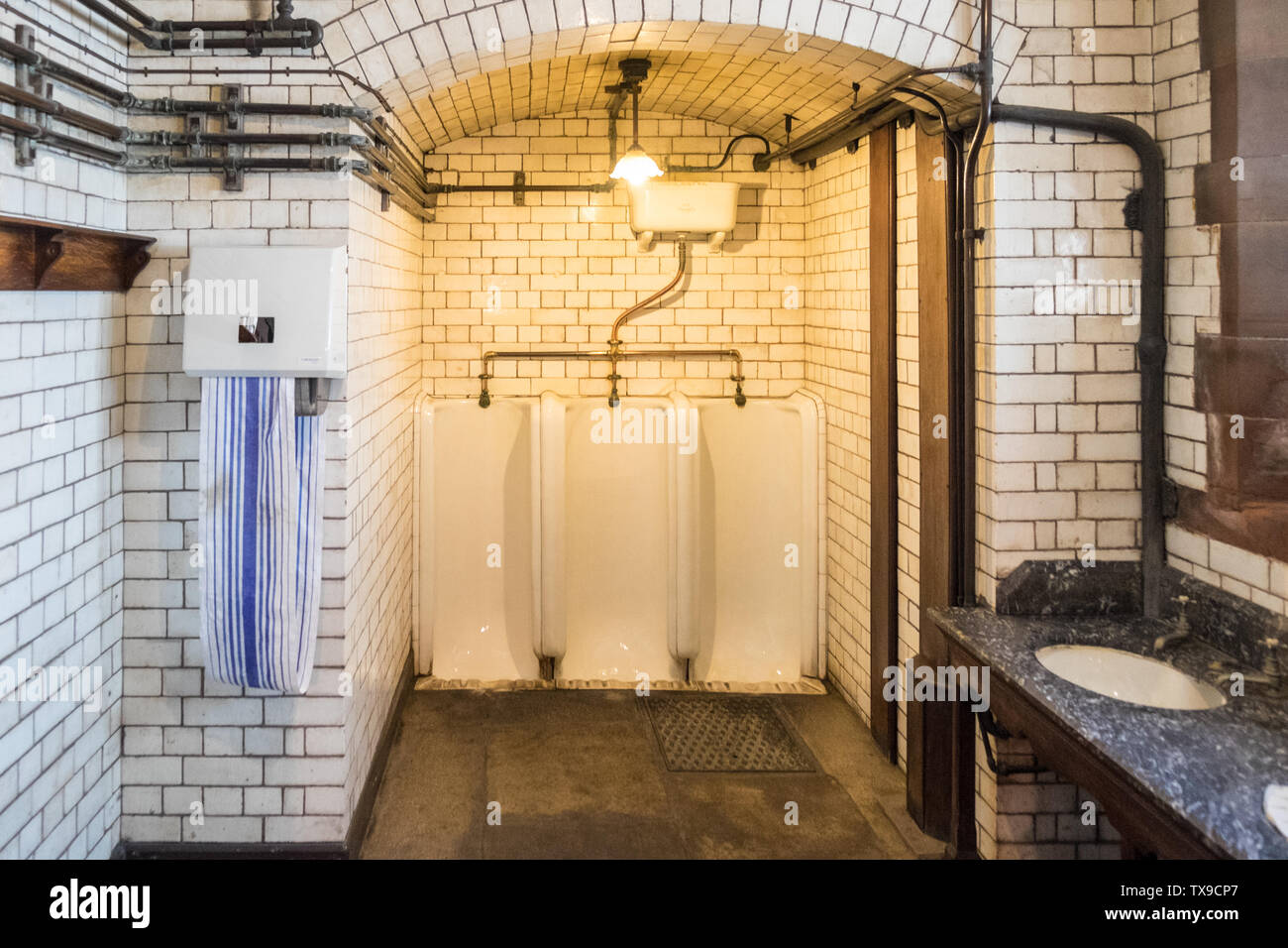 Männlich, Gentlemen, WC, Urinal, at, John Rylands Library, Manchester, Norden, Norden, North West, Stadt, England, Englisch, GB, UK, England, Großbritannien, Europa, Stockfoto