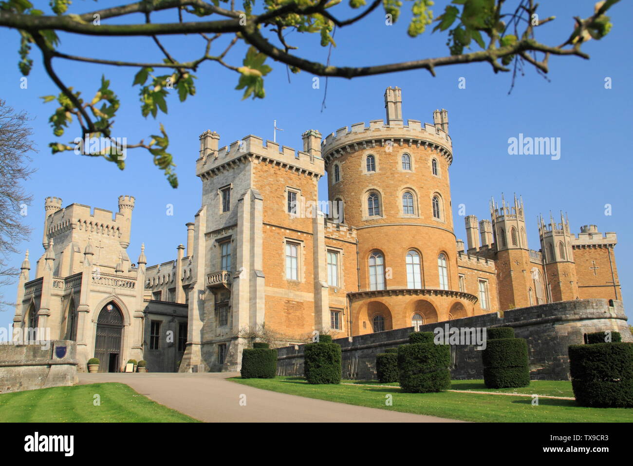 Belvoir Castle, einem englischen Herrenhaus; Sitz der Herzöge von Rutland, Leicestershire, eeast Midlands, UK Stockfoto