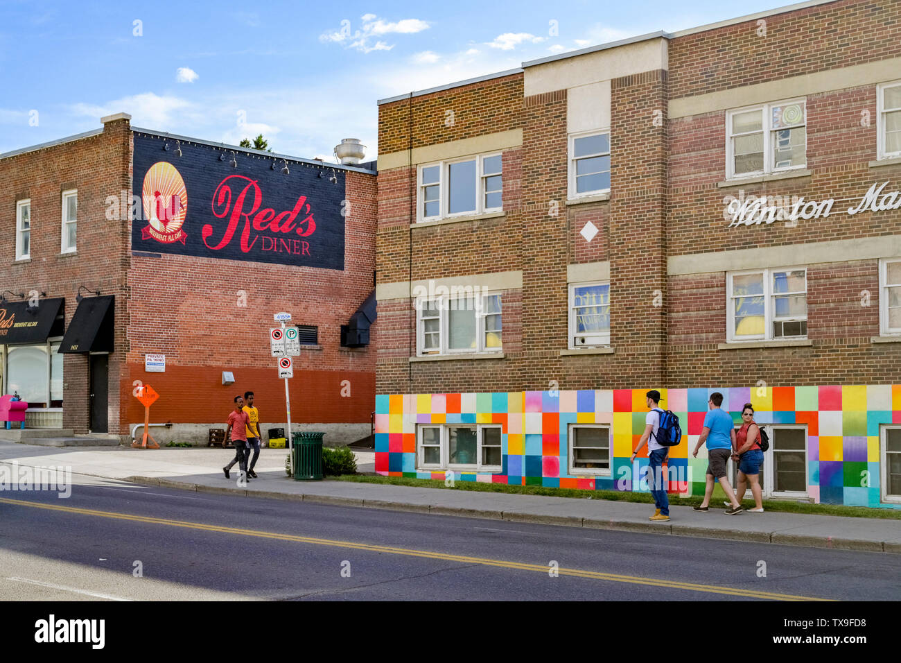 Red's Diner, der Bordkanten Nachbarschaft, Calgary, Alberta, Kanada Stockfoto