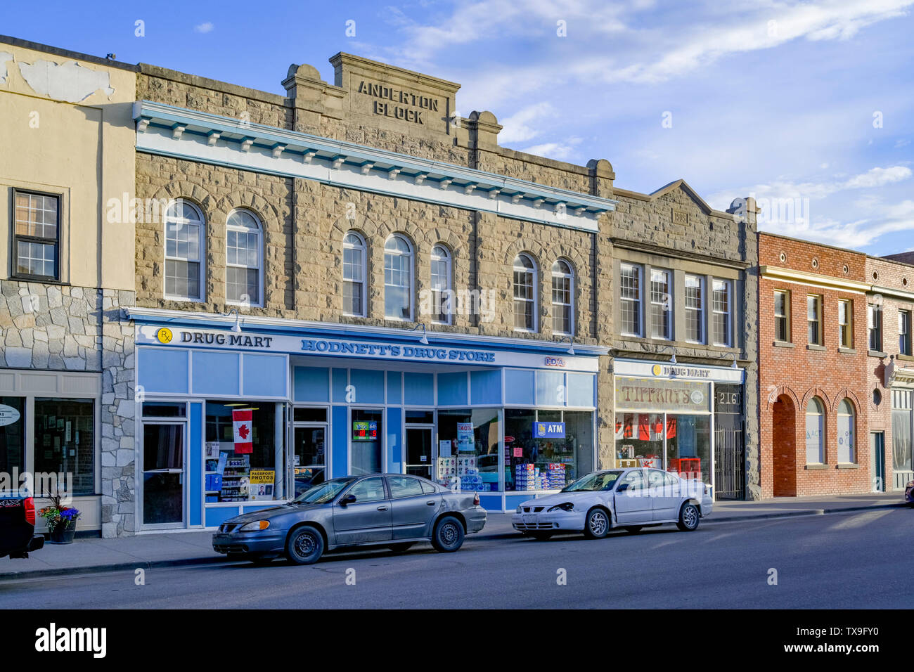 Anderton Block, Downtown, Fort Macleod, Alberta, Kanada Stockfoto