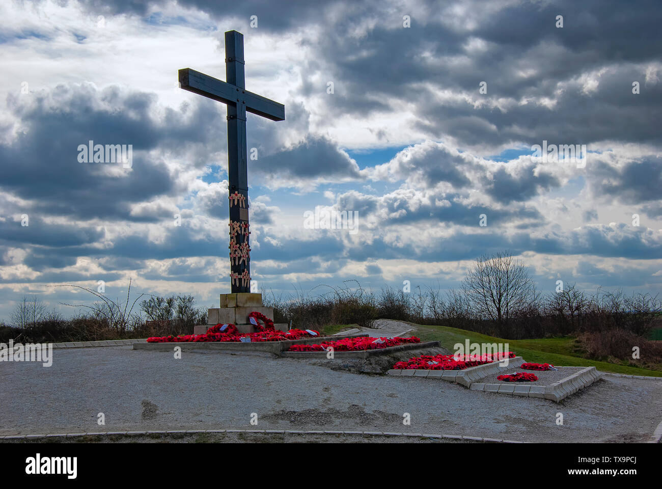 Die lochnagar Krater in der Nähe von La Boisselle Schlachtfelder an der Somme, Frankreich Stockfoto