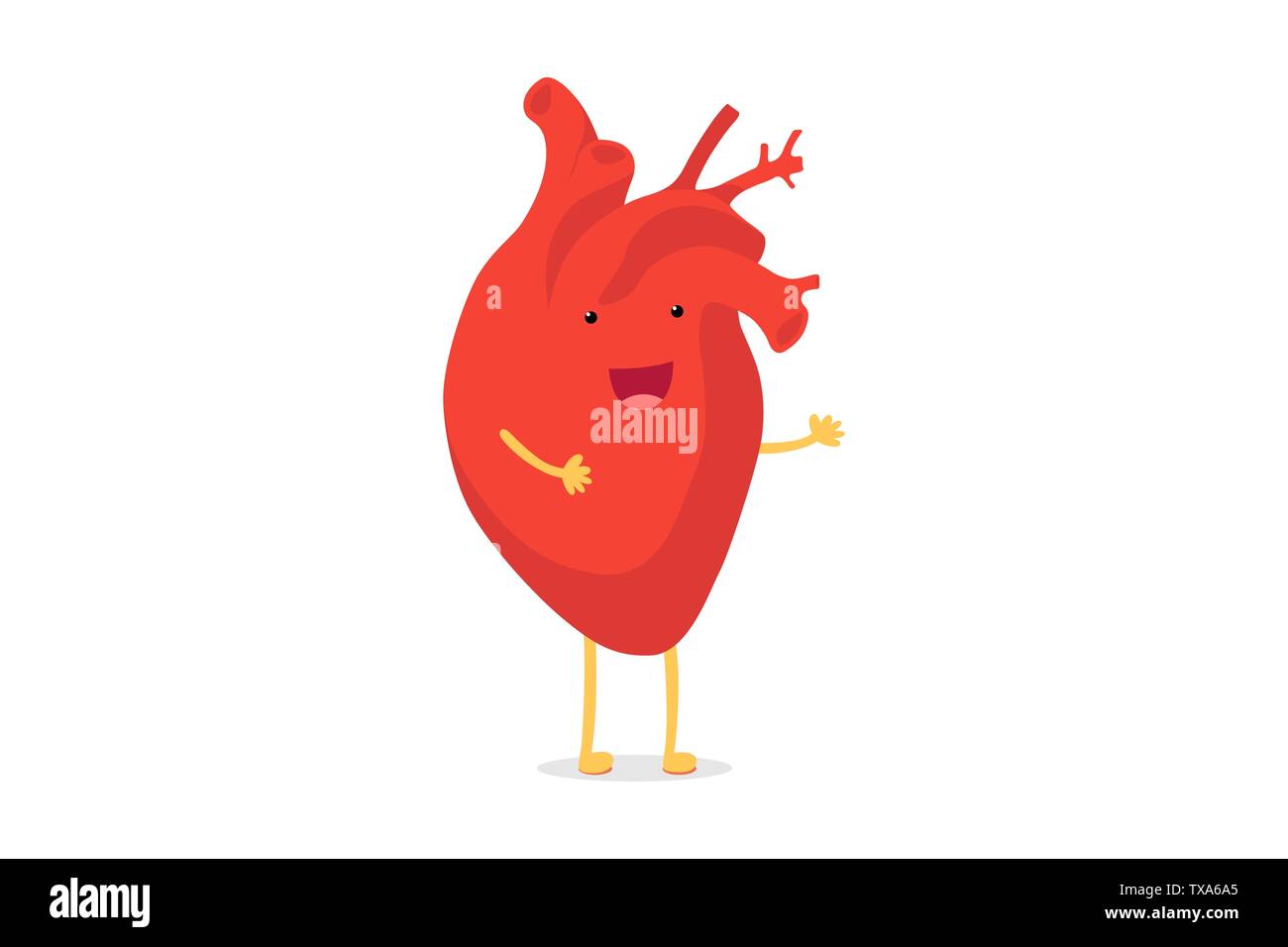 Cute cartoon lächelnd gesundes Herz Charakter glücklich emoji Emotion. Lustige Kreislauf- Orgel Kardiologie. Vector Illustration Stock Vektor