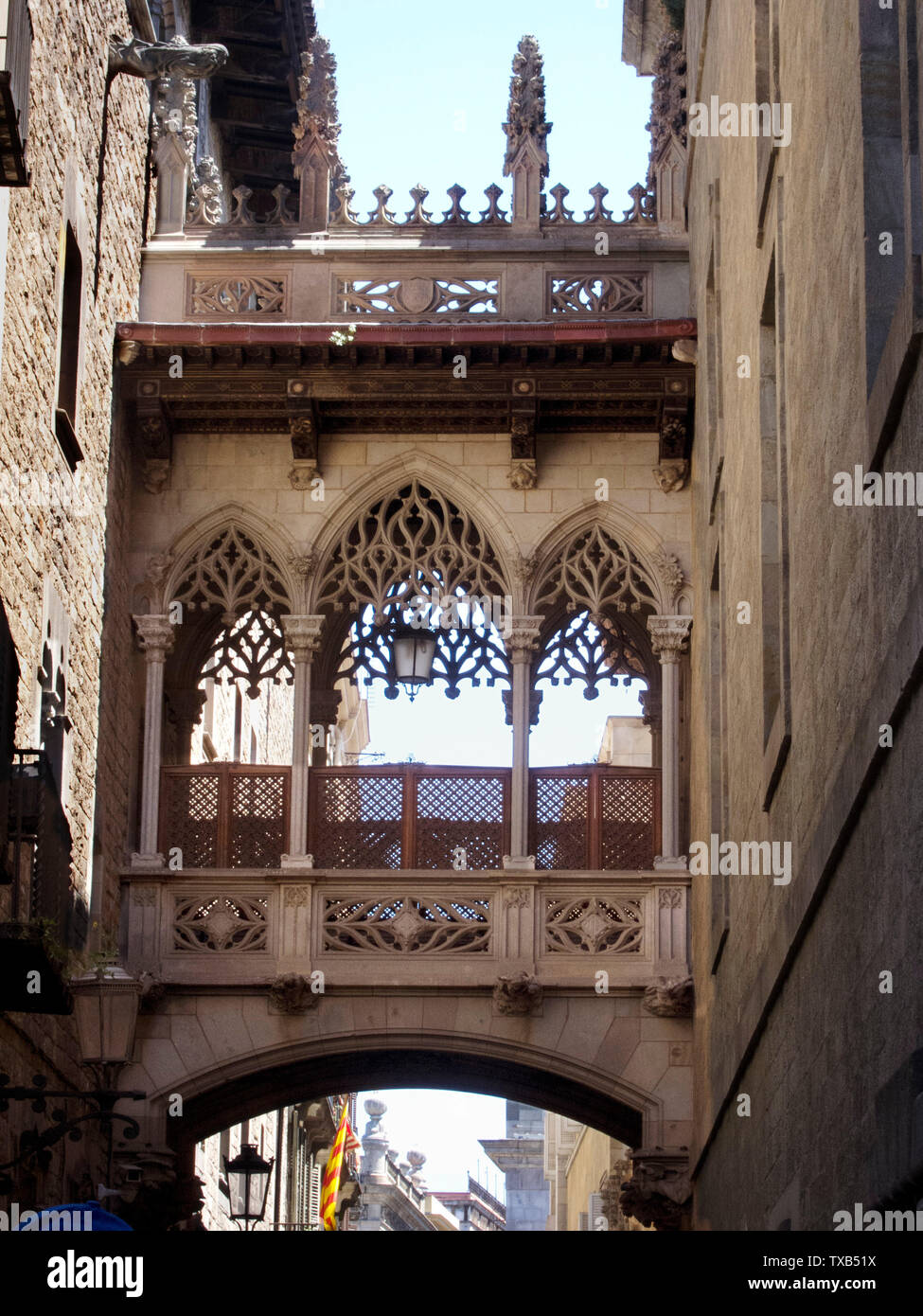 Das Gotische Viertel Nachbarschaft Architektur in Barcelona, Spanien. Stockfoto