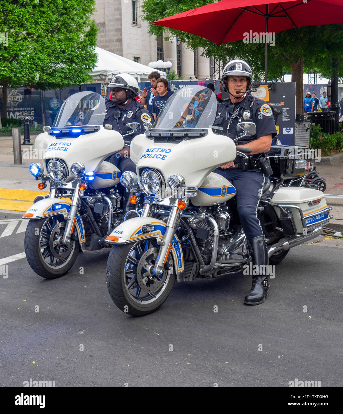 Nashville Metro Polizei Motorrad im NFL Draft 2019 Nashville Tennessee USA  Stockfotografie - Alamy