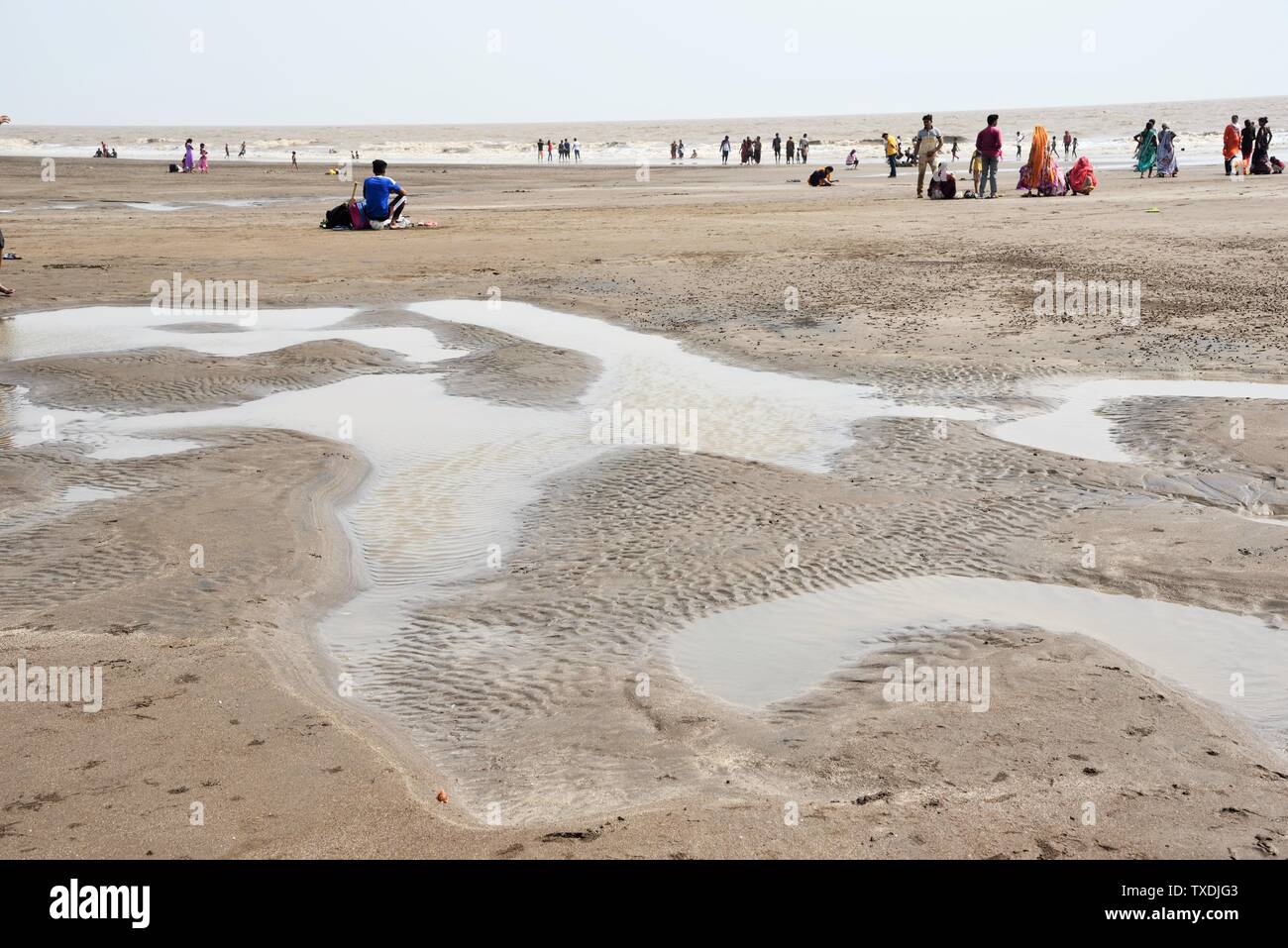 Sand Muster, Dandi Strand, Navsari, Gujarat, Indien, Asien Stockfoto