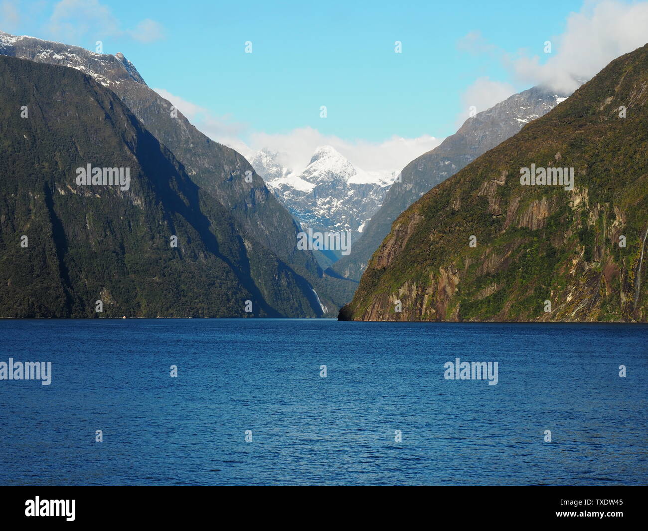 Ein Blick durch die fjorde am Milford Sound Stockfoto