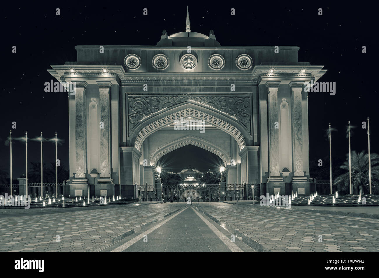 Schwarz/Weiß-Konvertierung von der Abu Dhabi Presidential Palace Stockfoto
