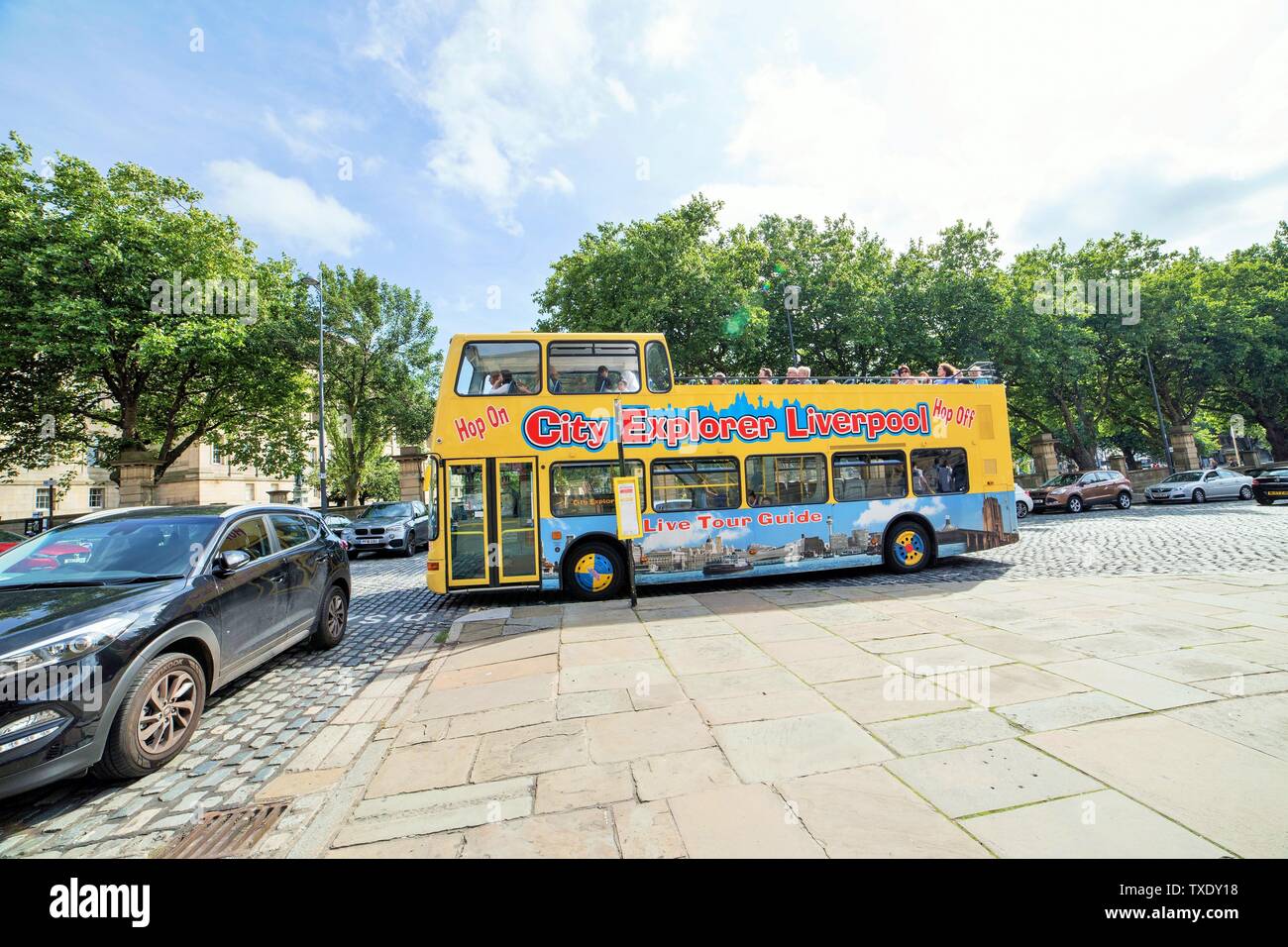 Stadt Explorer Bus, Liverpool, England, UK, Vereinigtes Königreich Stockfoto