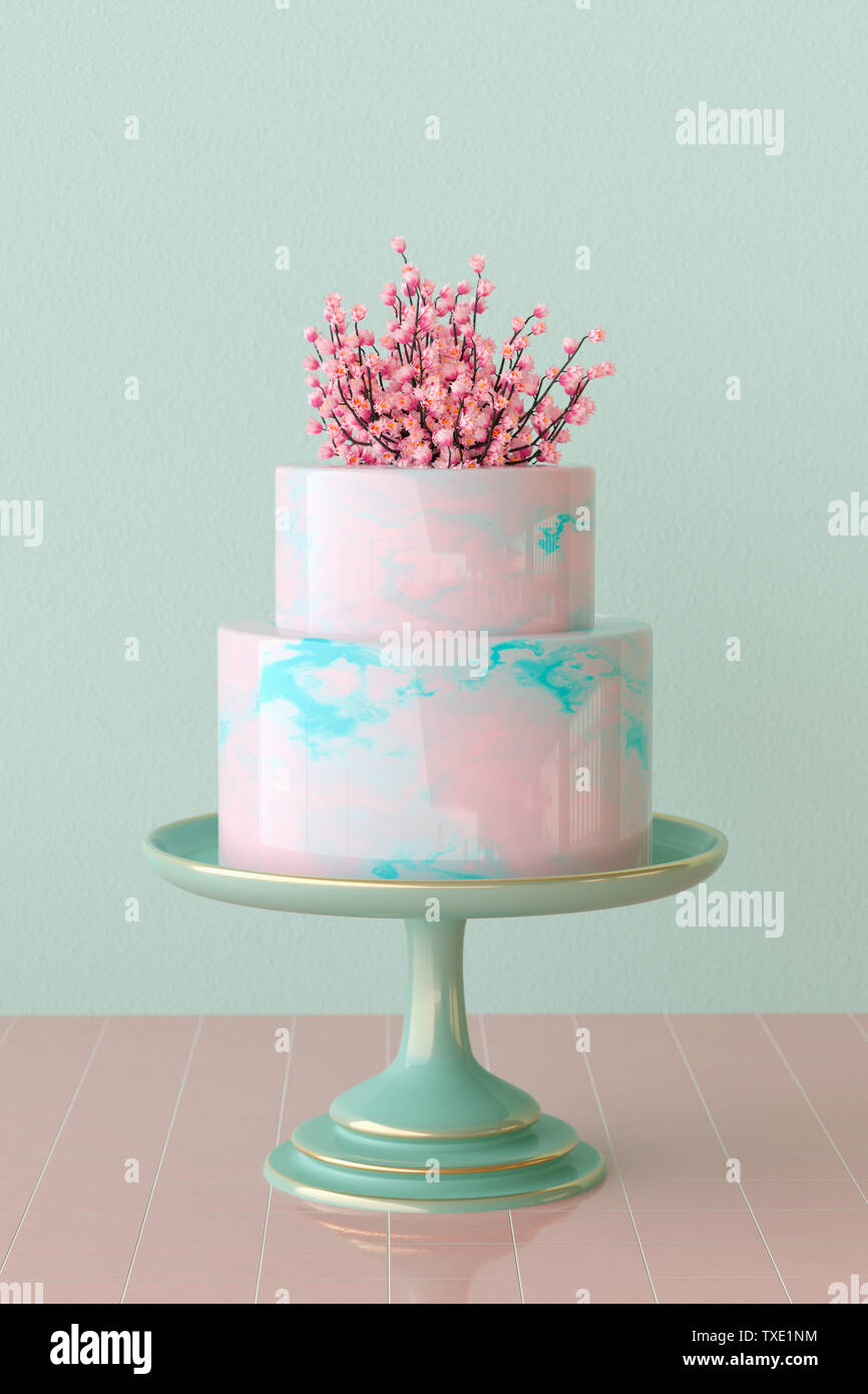 Mirror glaze Kuchen Rendering Stockfoto